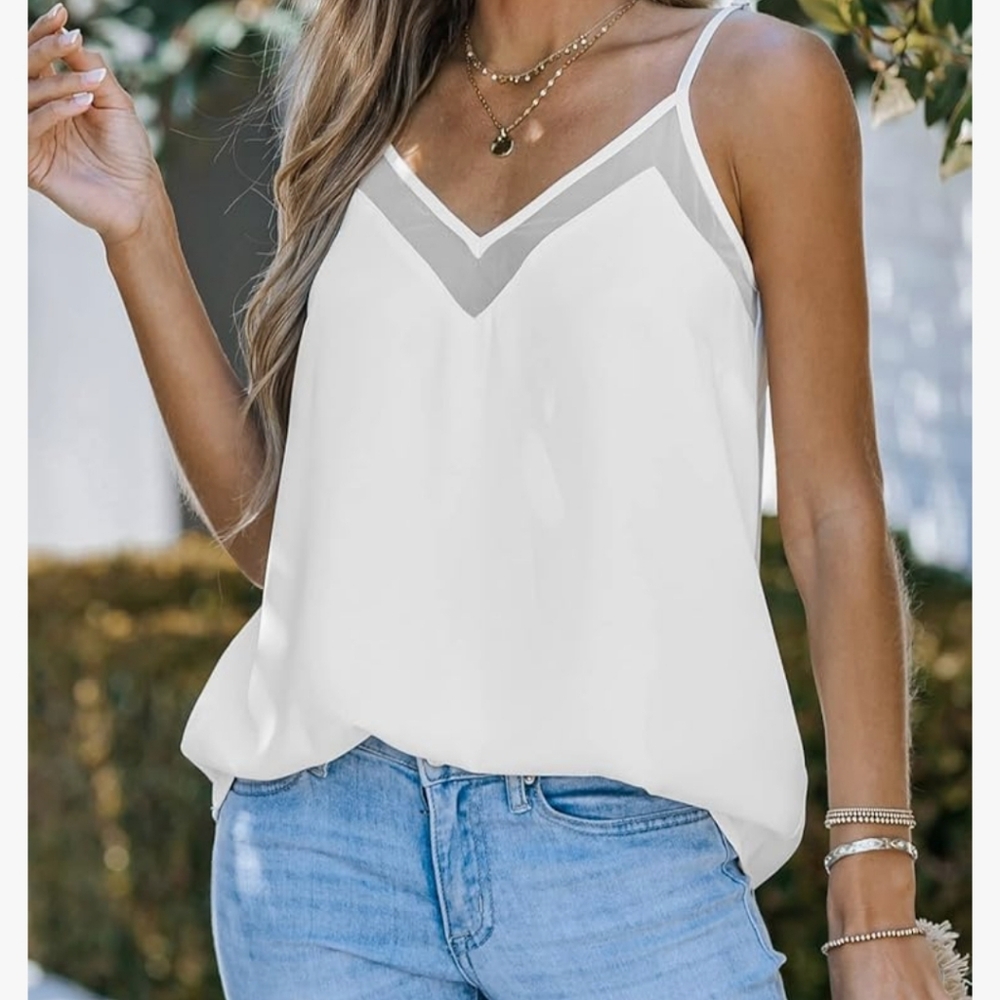 V neck cami top sleeveless tank blouse size M